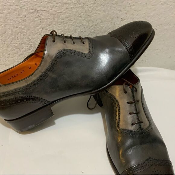 Santoni wingtip  Shoes Goodyear welted features orange leather sole  size 9 main image 5